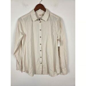 Women's Long Sleeve Classic Fit Beige Cotton